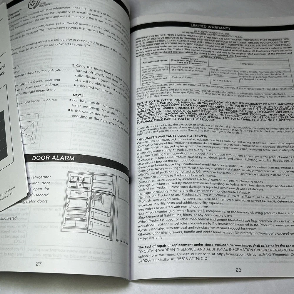 Used Owner's Manual for LG Top‎ Freezer Refrigerator LTCS20220 GT66BP LTNS LTWS